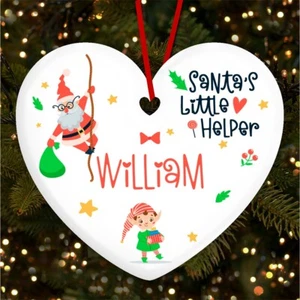 Elfe Weihnachtsmann Helfer Sterne Herz personalisiert Christbaumschmuck Deko - Bild 1 von 1