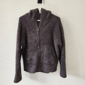 Suéter Barefoot Dreams Mujer Mediano Sudadera con Capucha Cremallera Completa Gris Carbón - Imagen 1 de 5