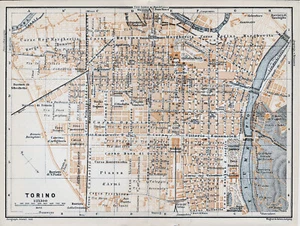 Torino 1900 picc. mappa orig. Castello Piazza Venezia Raffaello Monte Cappucini - Picture 1 of 2