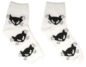 CAT & BONES DEATH KITTY SOCKEN kurz weiß, Größe 36-41 - Bild 1 von 1