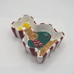 ST. NICHOLAS SQUARE CHRISTMAS MOOSE CERAMIC OPEN CANDY DISH EUC - Picture 1 of 15