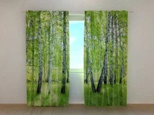 Tenda finestra foresta di betulla estiva Wellmira su misura stampata in 3D verde natura - Foto 1 di 7