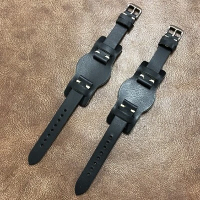 Cinturino orologio stile Bund look vintage cinturino in pelle fatto a mano misura 18/20 mm UK135B - Immagine 1 di 4