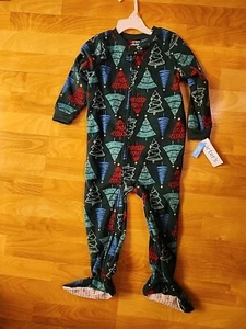NWT Carter's Kid Boys 1-Piece Fleece Footie Pajamas Green Christmas 🌲 SZ 3T - Picture 1 of 6