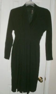Vintage 80er ILGWU Anne Klein Gr. 6 gefüttert schwarz Plissee Wickelkleid Viskose Made in USA - Bild 1 von 8