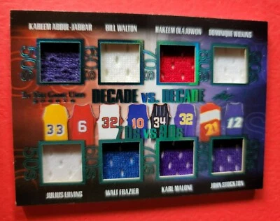 KAREEM ABDUL JABBAR DR J MALONE STOCKTON OLAJUWON DOMINIQUE 8 JERSEY CARD #d3/7 - Image 1 of 3