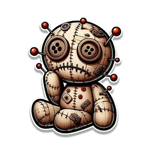 Giggles & Hexes Voodoo Doll Vinyl Sticker for Suitcases Water Bottle Laptop - Picture 1 of 3