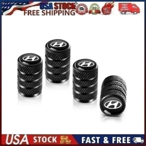 4PCS Metal Car Tire Valve Caps Valve Stem Cover Compatible with Hyun-dai Blk S-2 - Picture 1 of 13