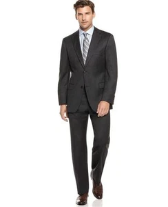 NWT HUGO BOSS AAMON HAGO CHARCOAL GREY WOOL 2 BTN SUIT 36L US 90 EU - Picture 1 of 11