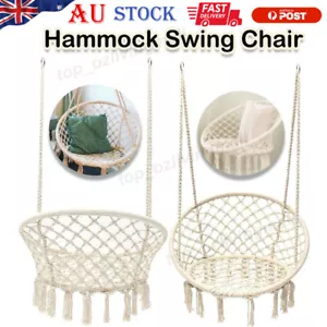 Hammock Swing Chair Metal Frame Cotton Rope Macrame Hanging Chair Swing Seat AUS - Picture 1 of 14