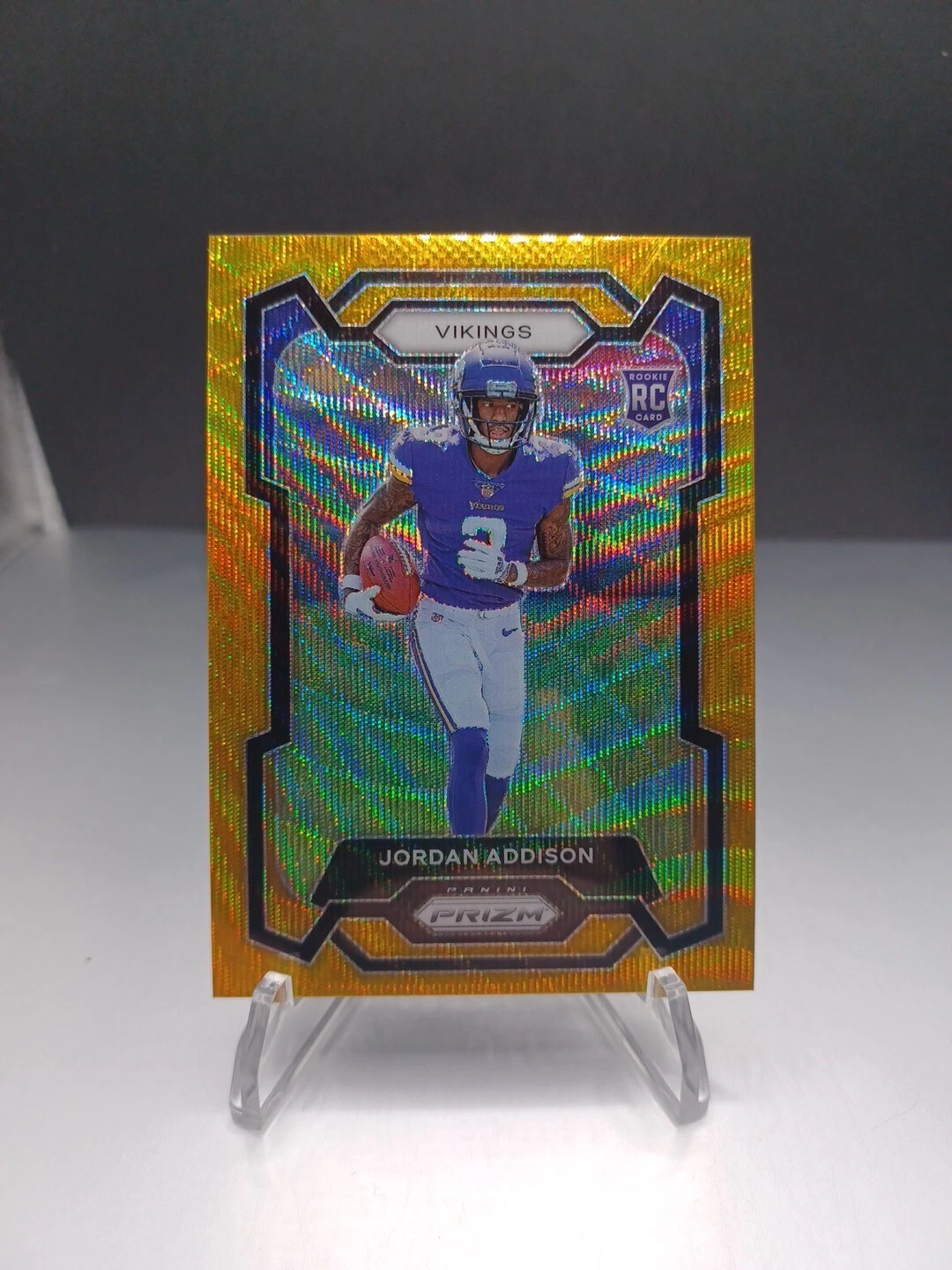 2023 Panini Prizm #368 Jordan Addison Gold Wave 01/10 Minnesota Vikings RC