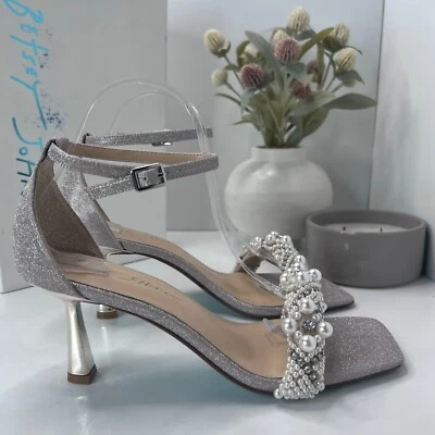 Sapato Feminino Betsey Johnson SB-Milo Strass Pérola Brilhante Champanhe 9M Testado - Imagem 1 de 4