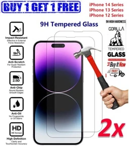  Hartglas Displayschutzfolie für iPhone 15 11 12 13 14 Pro Max, X, XS Max, XR - Bild 1 von 5