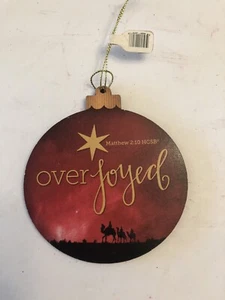 P.Graham Dunn Christmas Holiday OVERJOYED Wood Ornament - Picture 1 of 4
