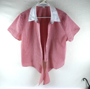 Josephine Chaus Women's Short Sleeve Blouse Top Red & White Size 18 - Picture 1 of 6