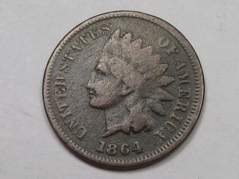 1864-L Indian Head Penny - "L" Faintly Visible.  #6 Cover