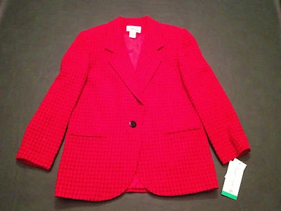 BLAZER WORTHINGTON VINTAGE DAMAS ROJO Y NEGRO CUADROS TALLA 8 PETITE HERMOSO Foto 1 de 4
