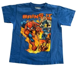 Marvel Spider-Man Bring It On Boys T-Shirt Youth Medium Blue - Picture 1 of 3