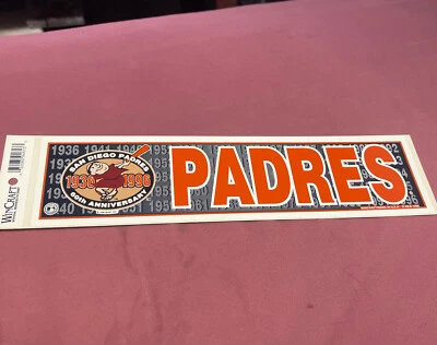 San Diego Padres 60th Anniversary Bumper Sticker MLB 3x10” - Image 1 of 3