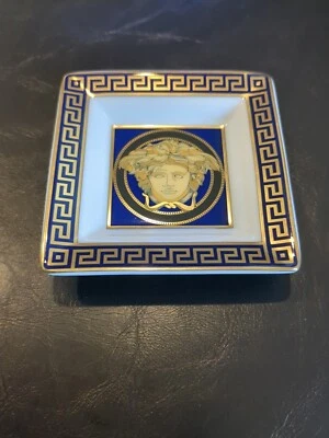 Versace Rosenthal Cobalt Blue Medusa Porcelain Gala Small Tray Good Condition  - Image 1 of 4