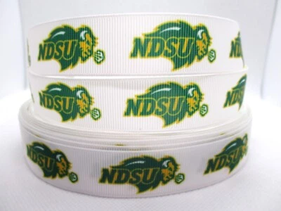 North Dakota State Univ Bison 7/8" Grosgrain Ribbon YOUR CHOICE 5/10 Yards NDSU - Image 1 of 3