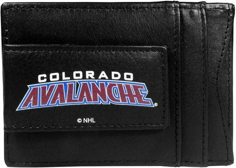 Colorado Avalanche Premium Black Leather Money Clip Front Pocket Wallet Hockey Cover