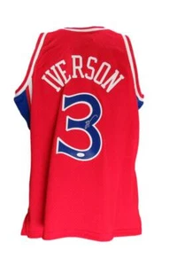 Camiseta deportiva autografiada de Mitchell & Ness roja de Allen Iverson 76ers JSA 181839 - Imagen 1 de 6
