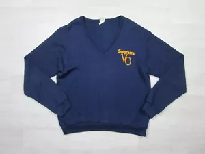 Maglione vintage scollo a V misto rayon uomo grandi Seagrams promo whisky anni 70 - Foto 1 di 9