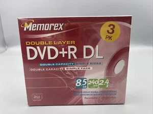 Memorex Recordable DVD+R DL 8.5 GB Double Layer 3 Pack New Sealed Blank - Picture 1 of 3