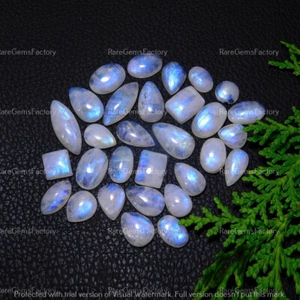 AAA Quality Natural Moonstone Cabochon Blue Fire Loose Gemstone Wholesale Lot - Picture 1 of 16