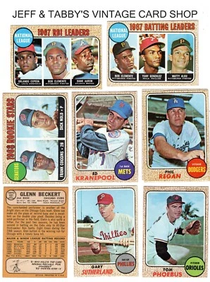 1968 TOPPS BASEBALL 163 A 334 / VEJA MENU SUSPENSO PARA CARTÃO QUE VOCÊ RECEBERÁ. - Imagem 1 de 4