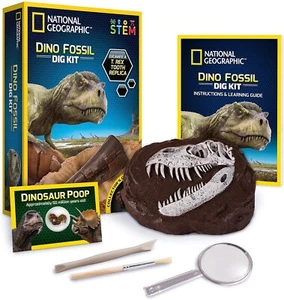 National Geographic DINO FOSSIL - Dig Kit, T. Rex Tooth Replica! - STEM - Picture 1 of 12