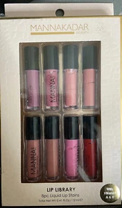 Set 8 flüssige Lippenflecken Manna Kadar LIP LIBRARY Lippenstift Vitamine A & E Akt - Bild 1 von 2