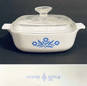 Vintage 1960 Corning Ware Kornblumenblau Original/Erster blauer Stempel 1 Quart Schale/Deckel - Bild 1 von 12