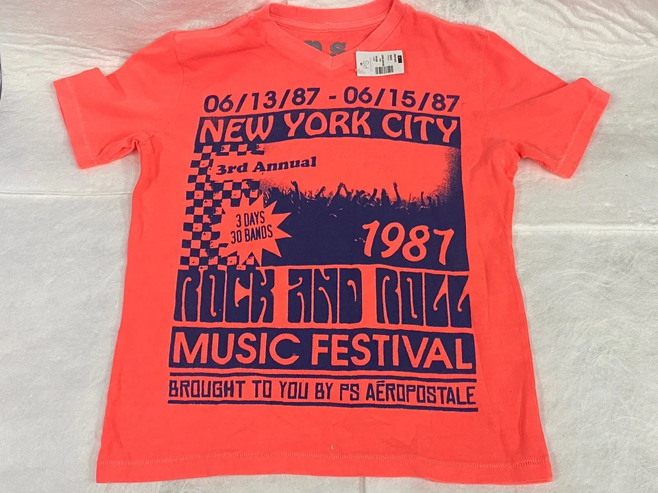 P.S. Camiseta de Novedad para Niñas Marca Aeropostale Festival de Música Rock & Roll Talla 6 Foto 1 de 4