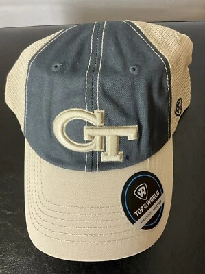 GEORGIA TECH YELLOW JACKETS TOP OF THE WORLD Trucker Snapback Cap Hat OS - Image 1 of 4