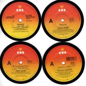 Vinyl Record Coasters – Set of 4 CBS Orange Label – inc. Dragon, Eurogliders - Picture 1 of 2