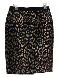 Ann Taylor Damen Stretch Reißverschluss gerader Bleistiftrock schwarz gold Größe 4 - Bild 1 von 8