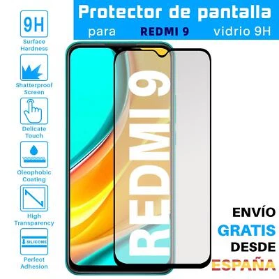 TODOTUMOVIL Protector de Pantalla para Xiaomi Redmi 9 Negro cristal templado 3D Completo