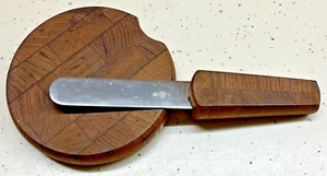 Vintage Dansk Wood Cheese Cutting Serving Board w/Knife Lollipop Shape Denmark - Picture 1 of 6