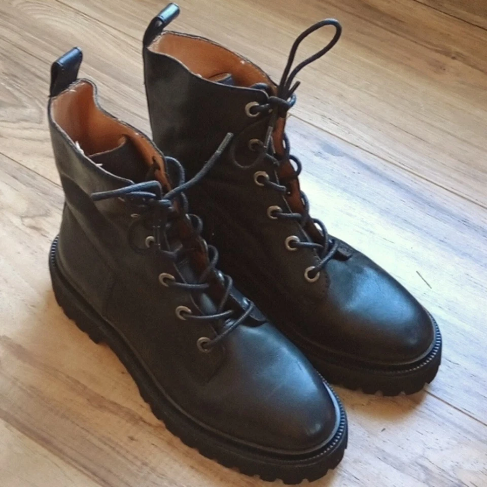 Botas de Combate Madewell Ranger Negras de Cuero con Cordones Talla 7 Nuevas Foto 1 de 4