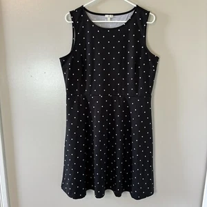 Talbots Polka Dot Sleeveless Dress Black White Knee Length Sz 14 Petite - Picture 1 of 7