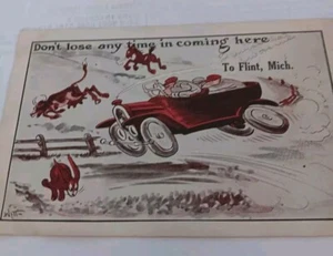 Flint Michigan Comic Postcard "Don't Lose Any Time In Coming Here"/Auto/Witt - Imagen 1 de 5