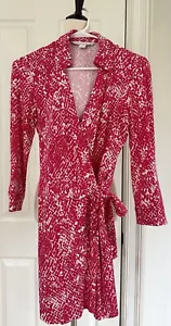 Diane Von Furstenberg Celeste Wrap Romper Pink Print Cotton Silk Size 4 - Picture 1 of 15