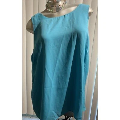 Women’s Relativity Aqua Blue Long Layered Sleeveless Tank in Size Large 12 14 - Image 1 of 4