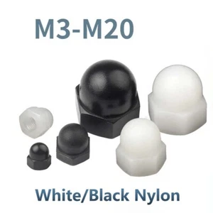 M3-M20Nylon Plastic Dome Hexagon Bolt Nuts Protection Cap Covers Nut Black/White - Picture 1 of 26