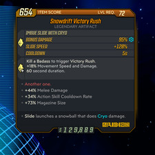 PSN/Xbox/PC Borderlands 3 [Level 72] Snowdrift Victory Rush (MELEE/MAG/CD)