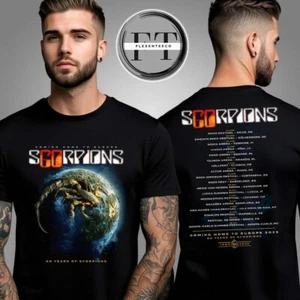 Scorpions European Tour 2025 Planet Rock Two Sided Unisex T-Shirt All Size S-3XL - Picture 1 of 5