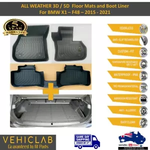 Alfombrillas de coche 3D/5D TPE para todo tipo de clima + revestimiento de arranque para BMW X1 F48 2015-2022 - Imagen 1 de 38