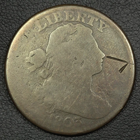 1803 Small Date, Large Fraction Draped Bust Copper Large Cent - Cleaned Cover